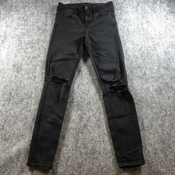 American Eagle Jeans Womens 4 Distressed High Rise Skinny Next Level Stretch Den - Picture 1 of 8